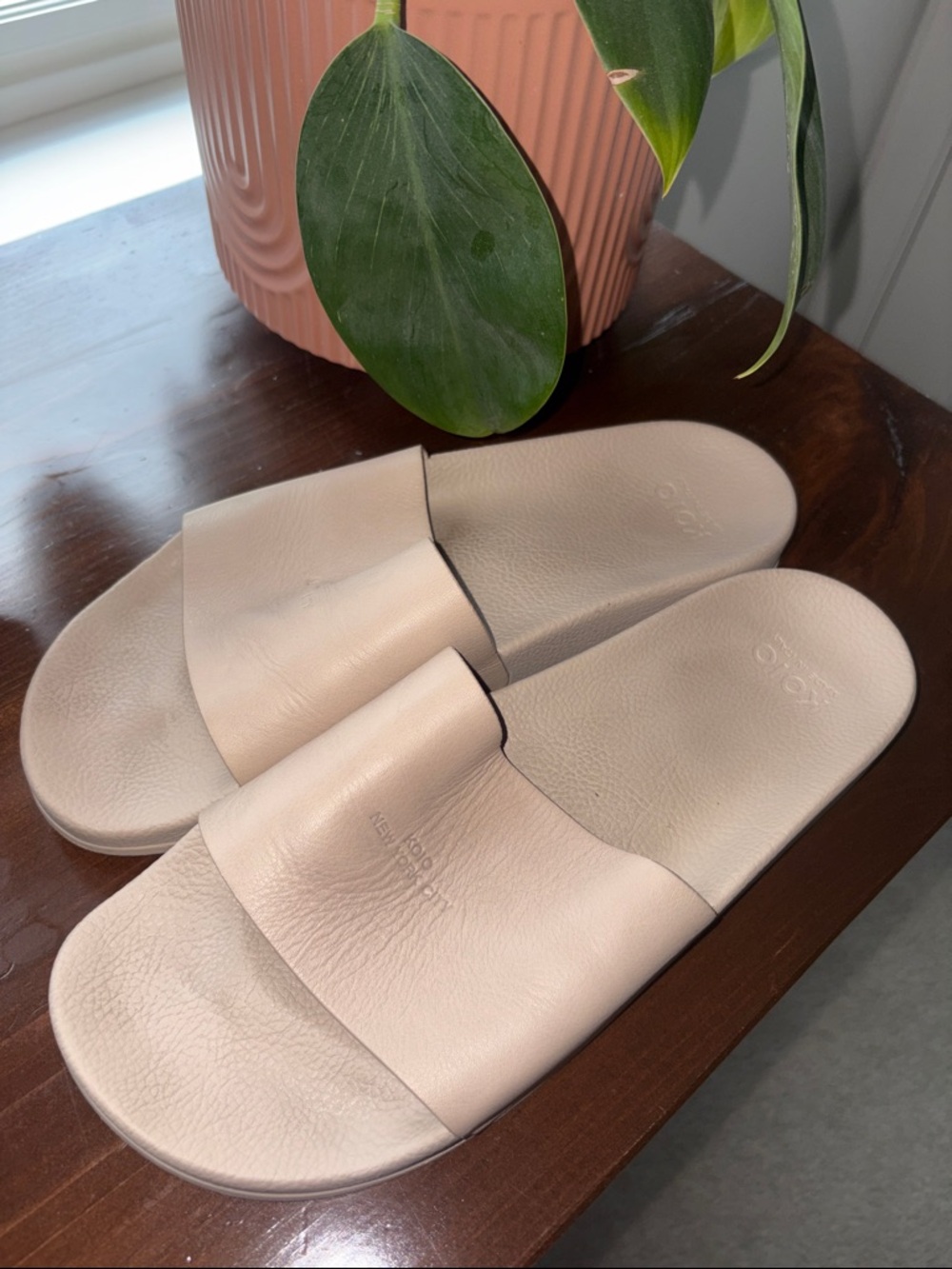KOIO Nude Slide Sandals - Minimal Leather Slides. Made in Italy